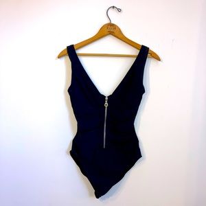 Karla Colletto Black Swimsuit w Zipper